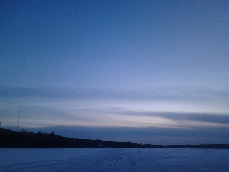 Frozen Lake at Dusk — Blue, Calm