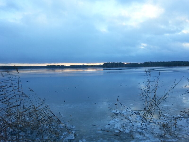 Frozen Lake at Dusk — Blue, Calm, Winter