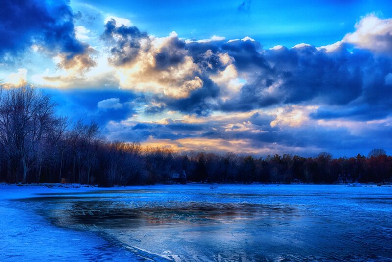 Frozen Lake at Dusk — Blue, Dramatic, Winter