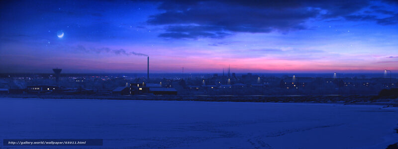 Frozen Lake at Dusk — Blue, Serene, Night