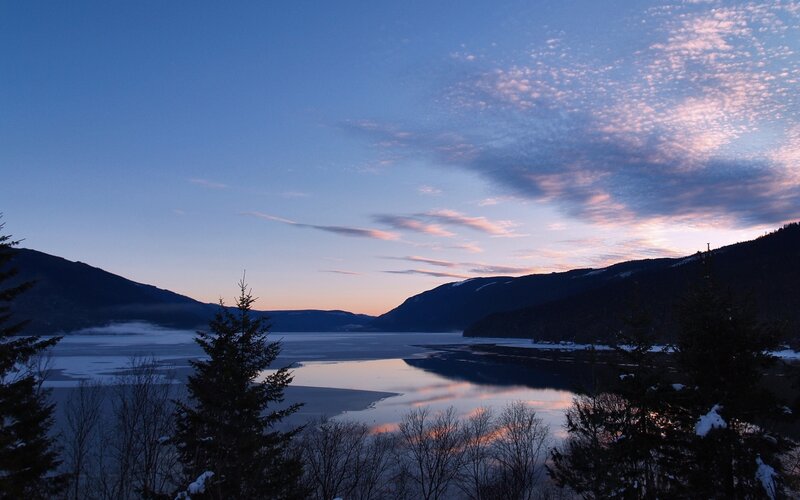 Frozen Lake at Dusk — Blue, Serene