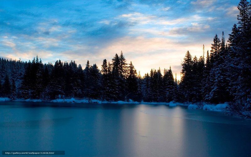 Frozen Lake at Dusk — Blue, Serene, Winter