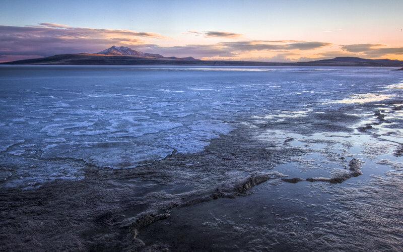 Frozen Lake at Dusk — Blue