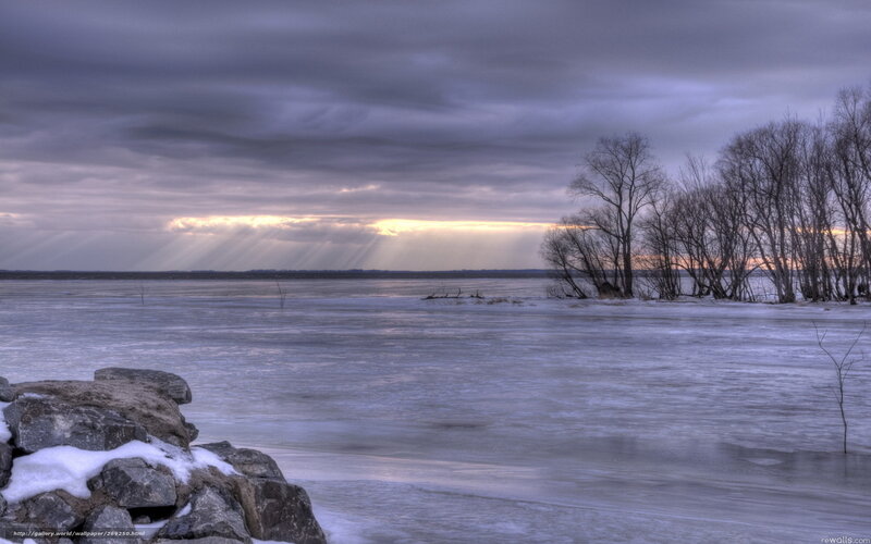 Frozen Lake at Dusk — Gray