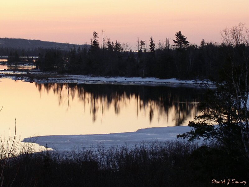 Frozen Lake at Dusk — Pink