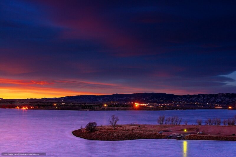 Frozen Lake at Dusk — Purple, Dramatic