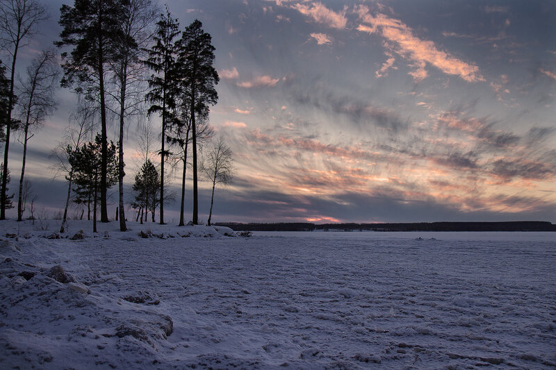 Frozen Lake at Dusk — Purple, Serene