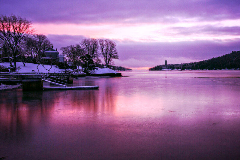 Frozen Lake at Dusk — Purple, Serene, Winter