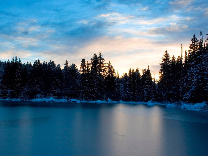 Frozen Lake at Dusk — Serene