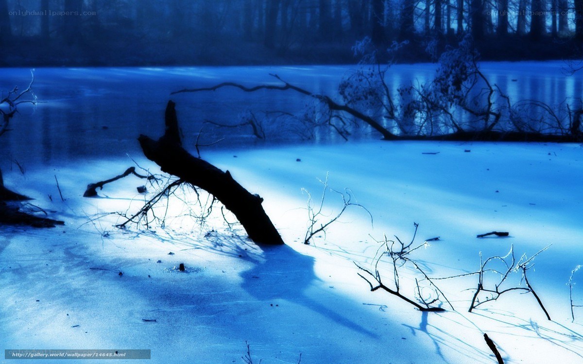 Frozen lake at dusk