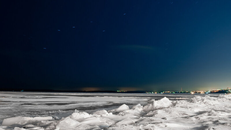 Frozen Lake at Night — Blue, Cold