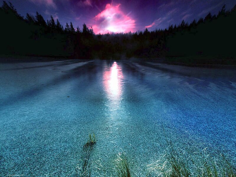 Frozen Lake at Night — Blue