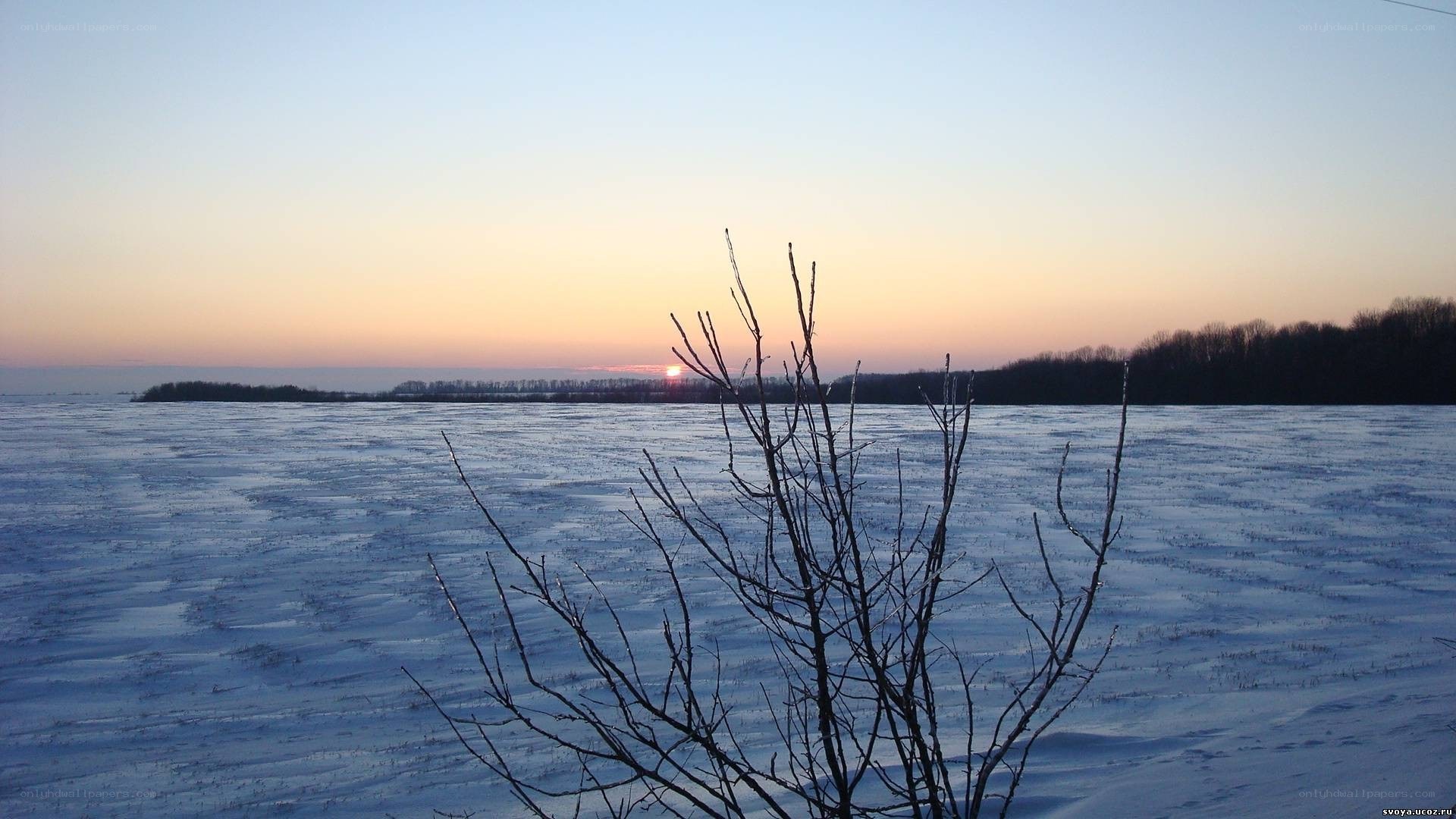 frozen lake at sunset