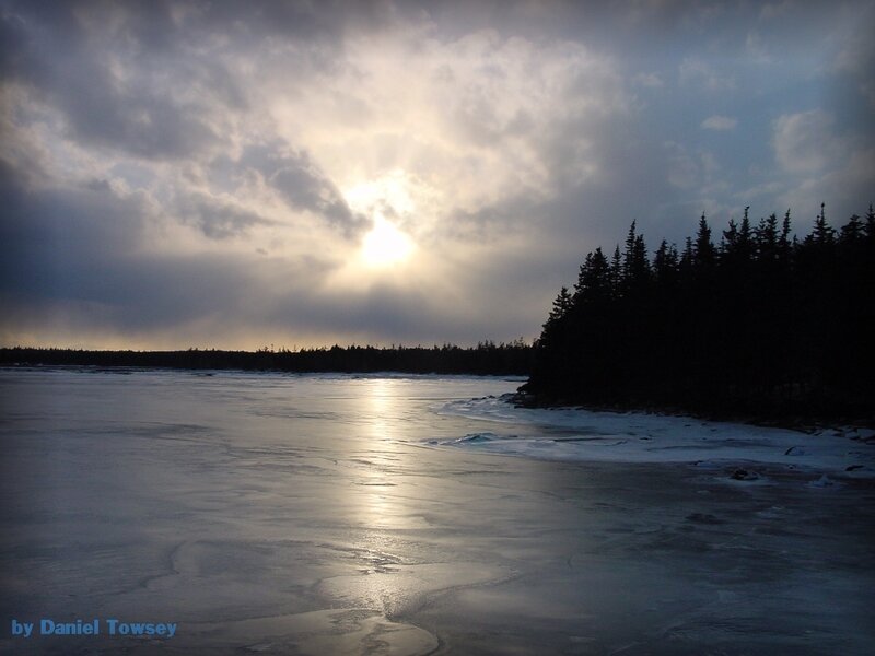 Frozen Lake at Sunset — Gray, Dramatic