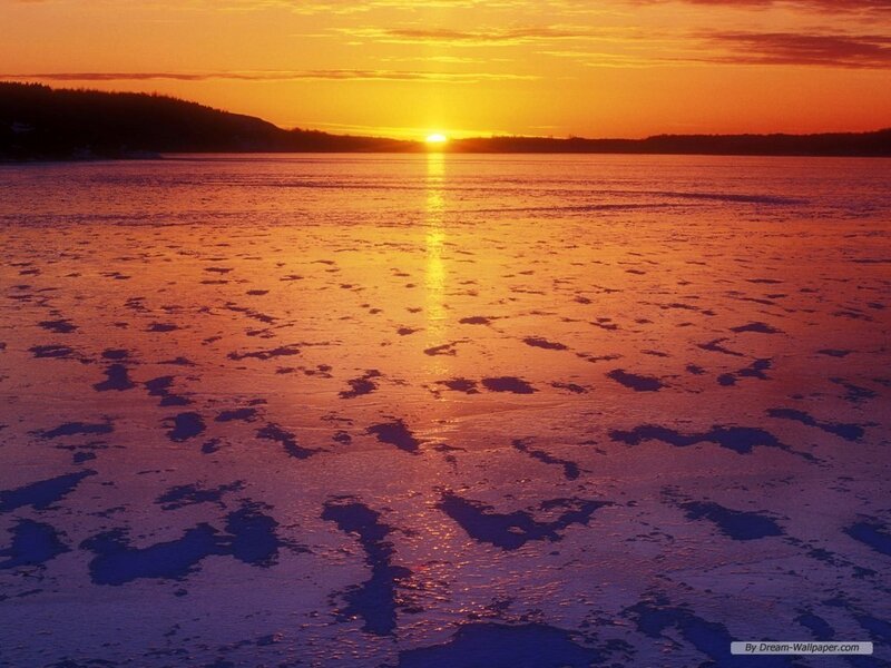 Frozen Lake at Sunset — Orange