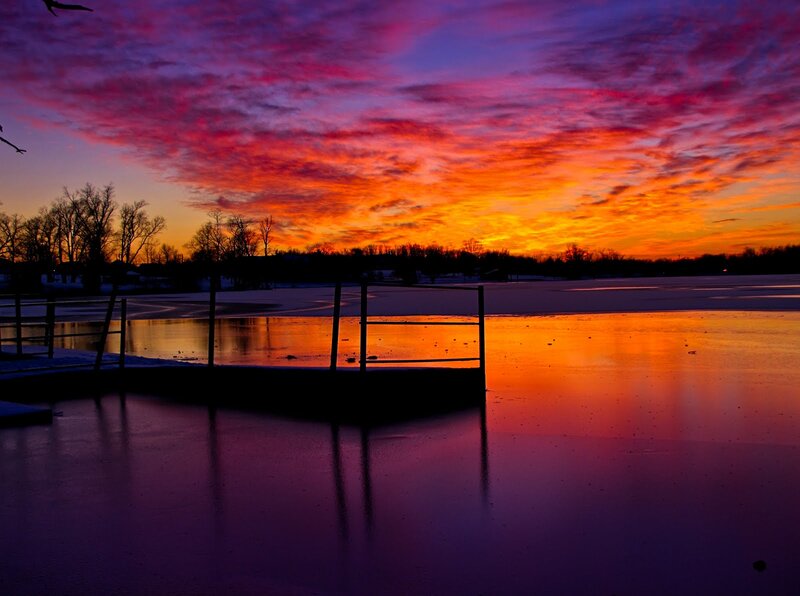 Frozen Lake at Sunset — Purple, Dramatic