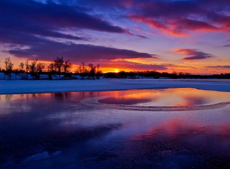 Frozen Lake at Sunset — Purple, Dramatic, Winter