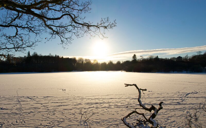 Frozen Lake at Sunset — White