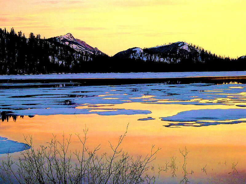 Frozen Lake at Sunset — Yellow, Serene