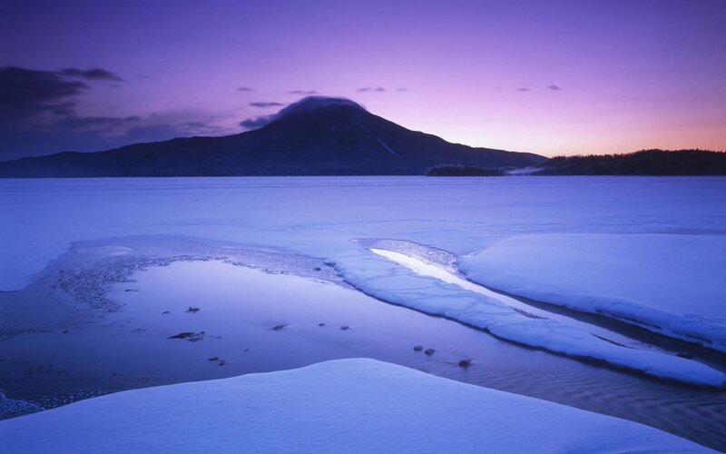 Frozen lake at twilight