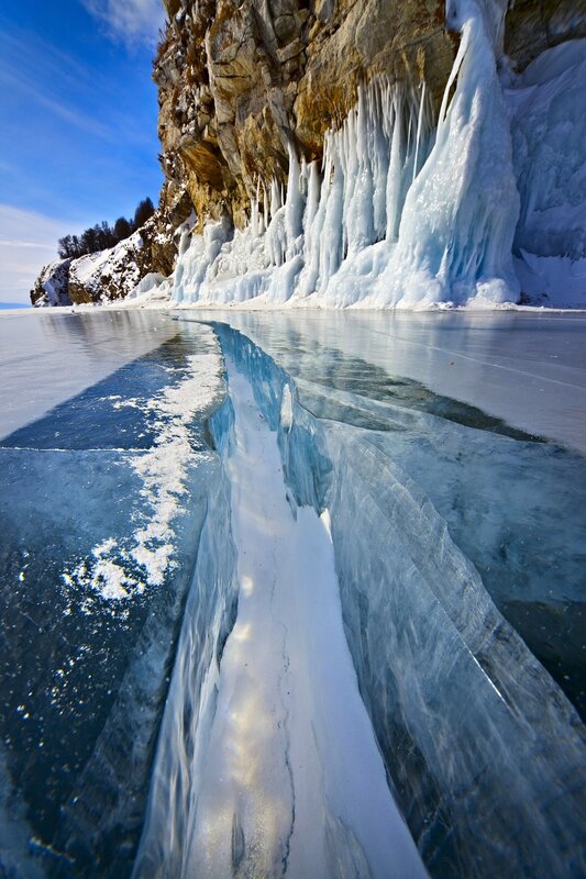 Frozen Lake Ice Formation