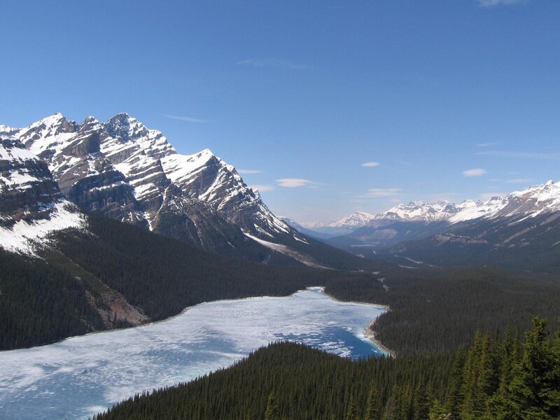Frozen Lake in Mountain Valley — Blue
