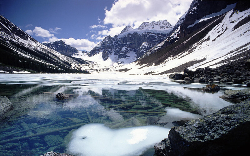 Frozen Lake in Mountains — Blue, Serene, Summer