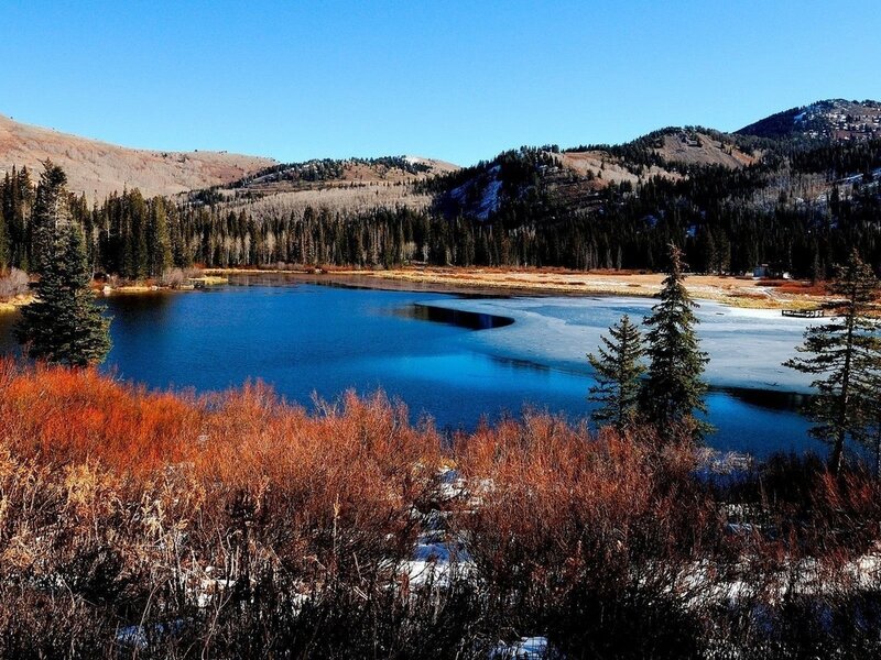 Frozen Lake in Mountains — Blue, Serene