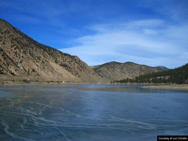 Frozen Lake in Mountains — Blue, Serene, Winter, Photograph, Sky