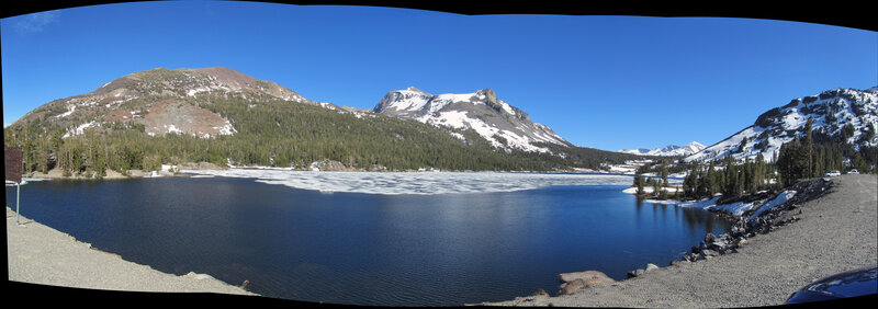 Frozen Lake in Mountains — Blue, Serene, Winter, Photograph, Trees, Snow