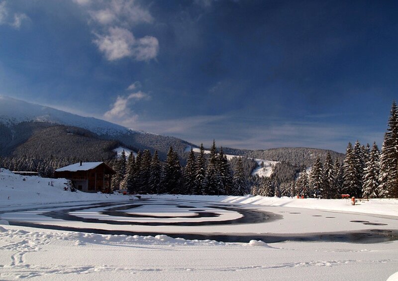 Frozen Lake in Mountains — Blue