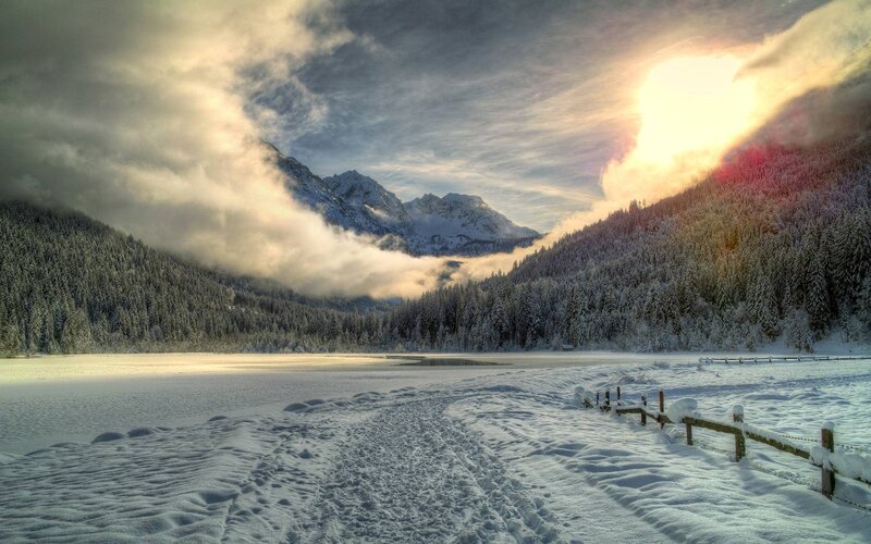 Frozen Lake in Mountains — White, Dramatic