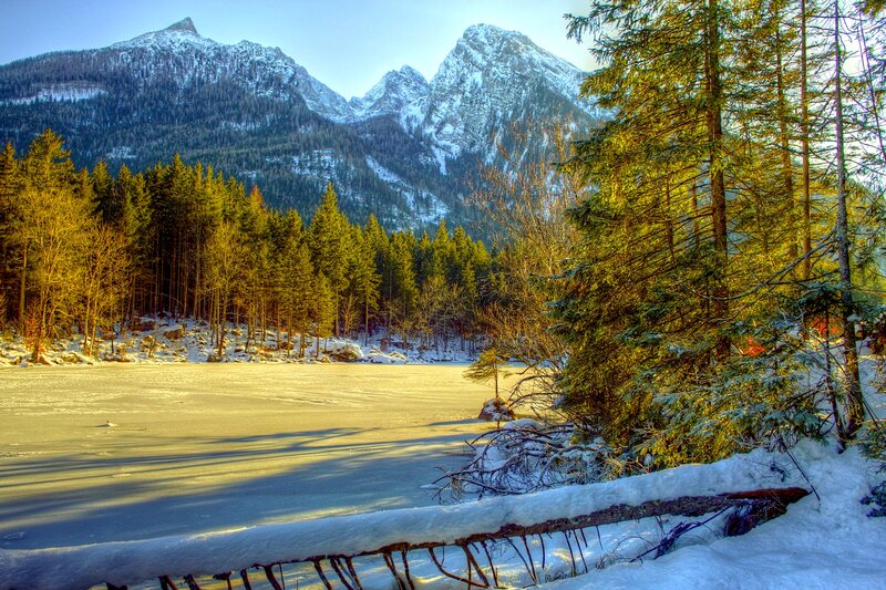 Frozen Lake in Mountains — White, Serene