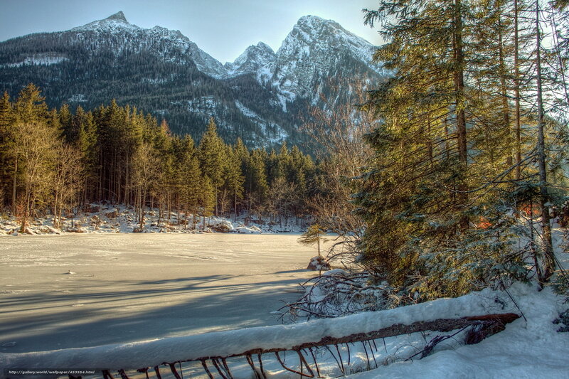 Frozen Lake in Mountains — White, Serene, Winter