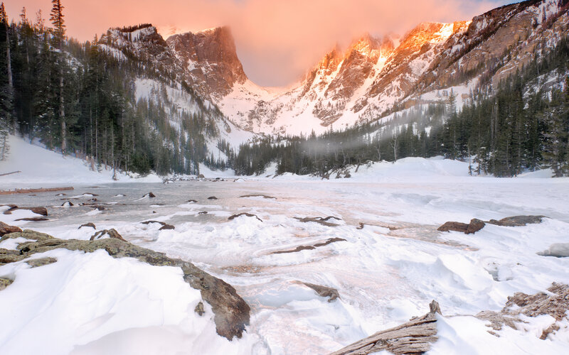 Frozen Lake in Mountains — White