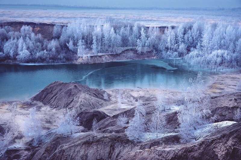 Frozen Lake in Winter — Blue, Cold