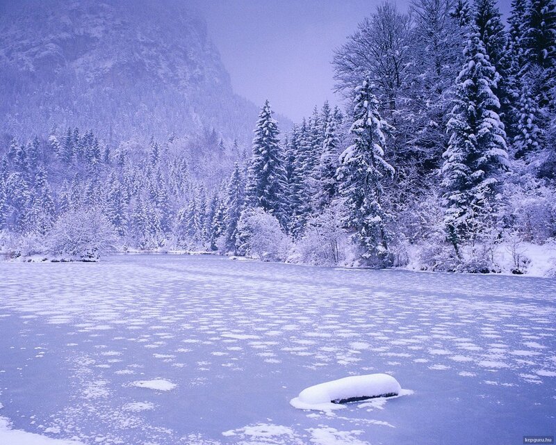 Frozen Lake in Winter — Blue, Serene, Photograph