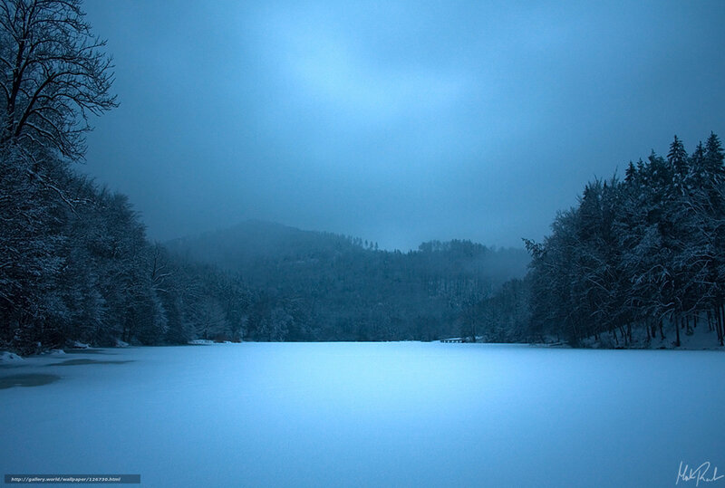 frozen lake in winter
