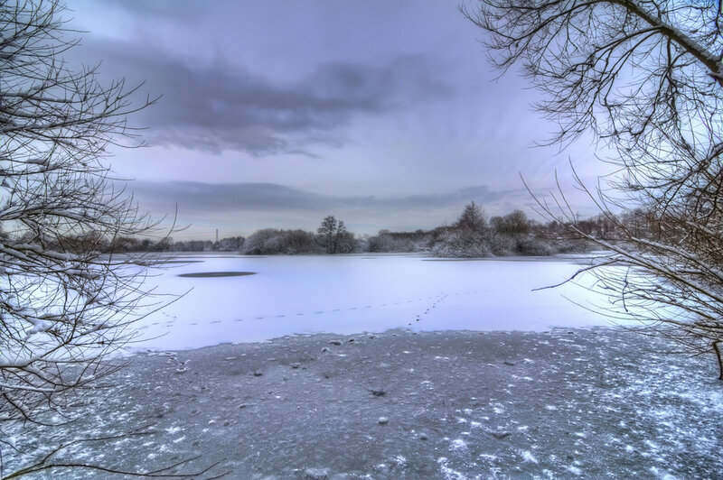 Frozen Lake in Winter — White, Cold