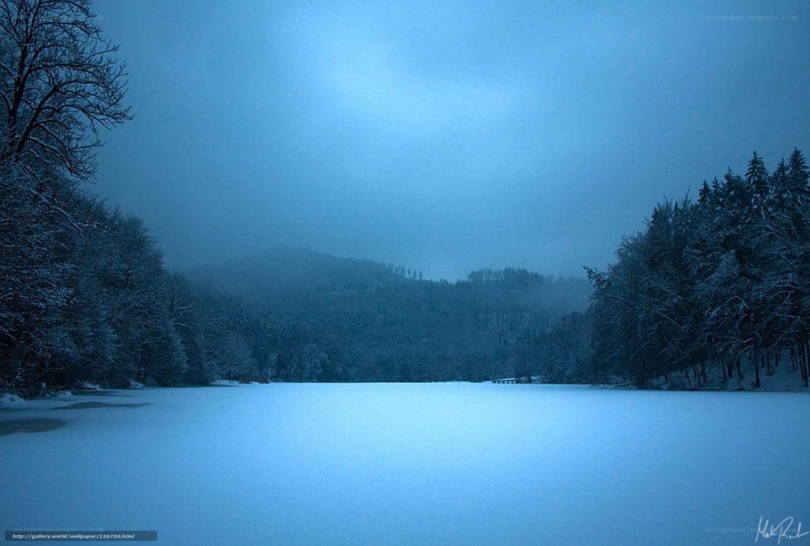 frozen lake in winter