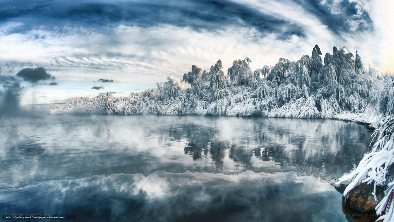 Frozen lake landscape
