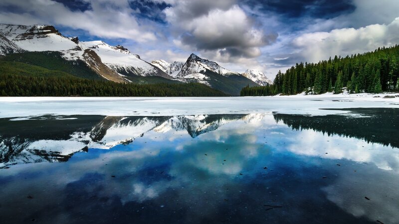Frozen Lake Reflection — Blue, Dramatic