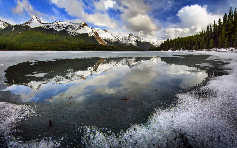 Frozen Lake Reflection — Blue