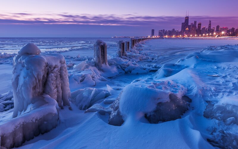 Frozen Lake Shore — Blue, Cold