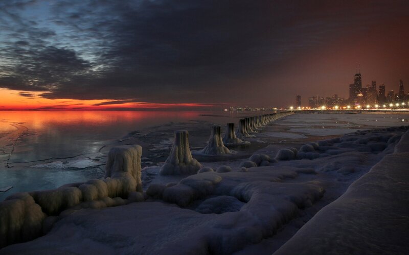 Frozen Lake Shore — Orange
