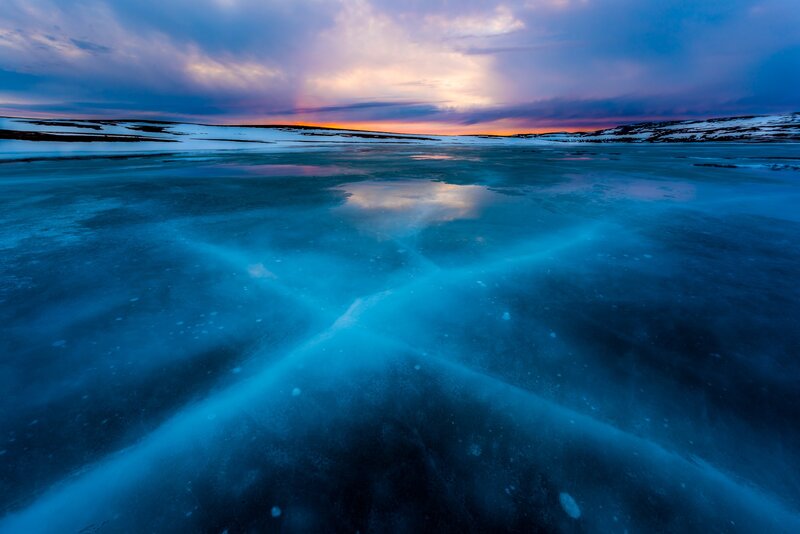 Frozen Lake Surface — Blue, Dramatic