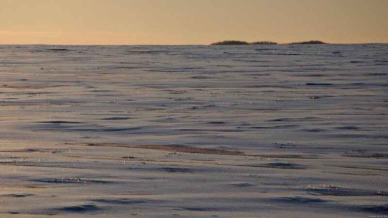 Frozen Lake Surface — Blue, Serene, Sunset