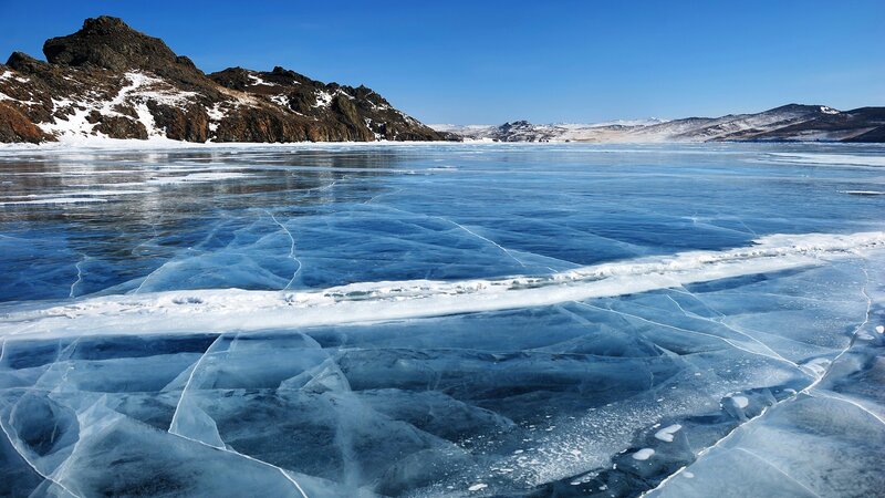 Frozen Lake Surface — Blue, Serene
