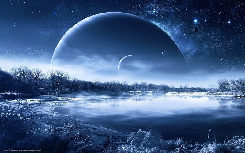 Frozen Lake under Alien Sky