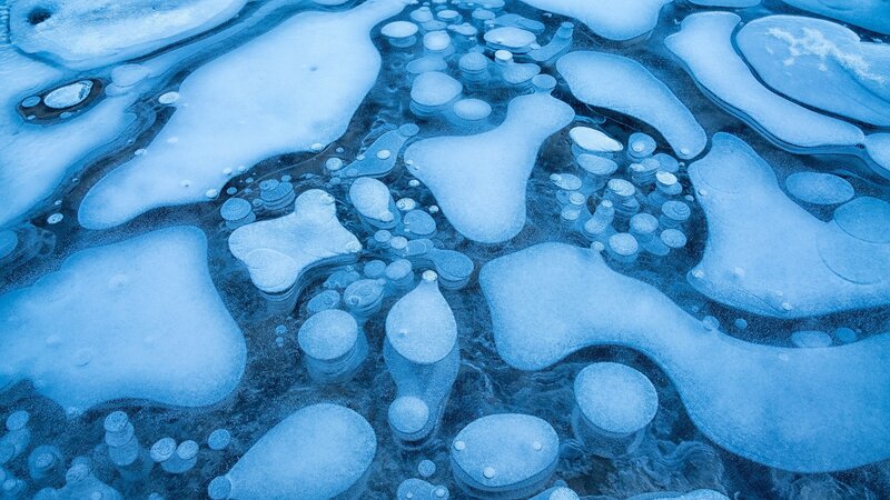 Frozen Lake with Bubbles